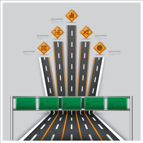 Marquage routier créatif infographics Vector Graphics 05 route marquage infographies Créatif   