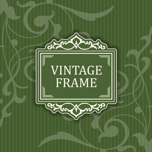 Dunkelgrüner Hintergrund mit Vintage-Frame-Vektor vintage Hintergrund green frame dark   