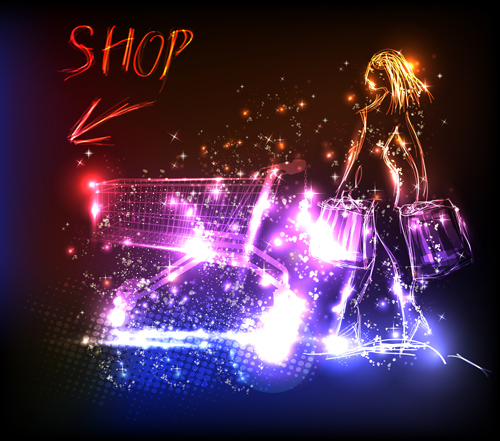 Mode-Shopping Mädchen vector Hintergrund 02 shopping Mode-Shopping mode Mädchen Hintergrund   