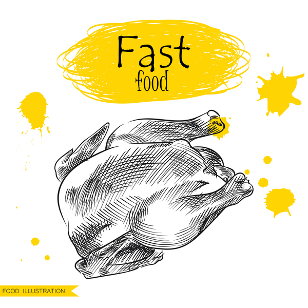 Fast-Food-Illustration Hand Zeichnung Vektoren 04 Zeichnung hand fast Essen   