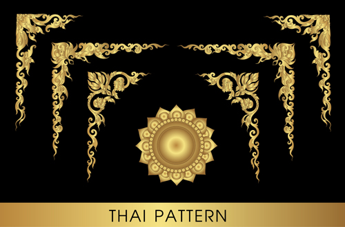 Or Thai ornements art vecteur matériel 16 thai ornements or   