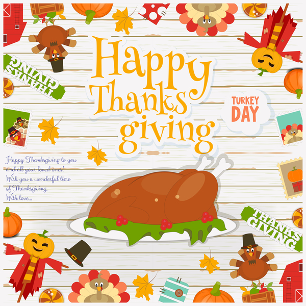 Happy Thanksgiving card mit Truthahn Vektor 02 Truthahn Karte happy Danksagung   
