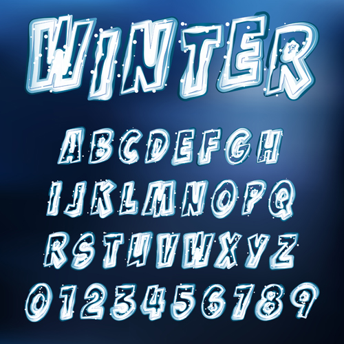 Alphabet de glace et numéro vecteur 03 nombre matériel glace alphabet   