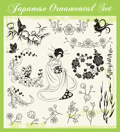 Japanische Stile Ornamente entwerfen Vektor-Set 12 Stile Ornamente Japanisch design   