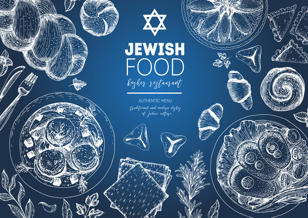 Jüdisches Restaurant Menü handgezeichneter Vektor 04 restaurant menu jüdisch hand gezeichnet Essen   