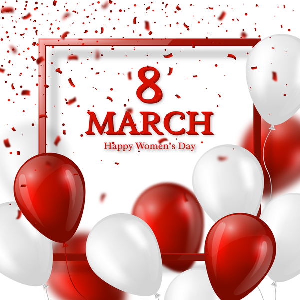 8. März Grußkarte Frauentag mit Ballonvektor 02 tag März Karte Frauen Begrüßung ballon   