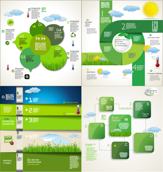 Moderne Ökologie-Infografiken grüner Schablone Vektor 16 Vorlage Ökologie modern Infografik   
