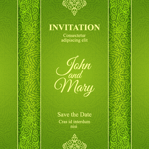 Invitation florale fleuri carte vert styles vecteur 12 vert styles invitation floral fleuri carte   