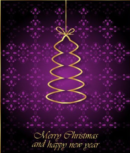 Fond de Noël pourpre avec des vecteurs d’arbre de Noël dorés violet or Noël arbre   