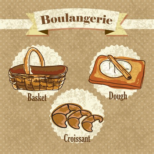 Retro-Bäckerei Hintergrund-Vektoren setzen 07 Retro-Schrift Hintergrundvektor Hintergrund Bäckerei   