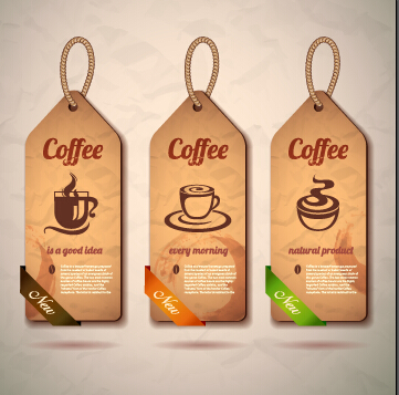 Étiquettes de café en carton rétro vecteur Design 02 tags police rétro carton cafe   