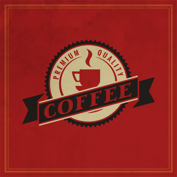 赤い背景ベクトルを持つレトロなコーヒーラベル07 赤 レトロなフォント ラベル コーヒー   
