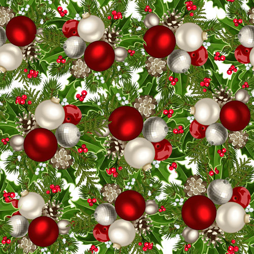 Leuchtende Weihnachtskugeln spärenlosen Mustervektor 03 Weihnachtsbälle Weihnachten saemloses Muster   