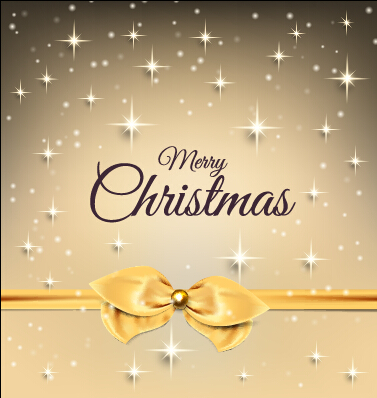 Funkelnde Weihnachtsgeschenkkarte mit Bogenvektor Weihnachten sparkling Karte Geschenkkarte Geschenk Bogen   