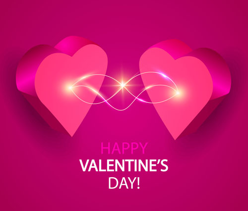 Fond rose de valentines de jour avec le vecteur de coeur 3D Saint-Valentin rose jour fond coeur   