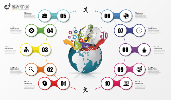 Vecteur créatif monde modèle infographique 09 monde infographique Créatif   