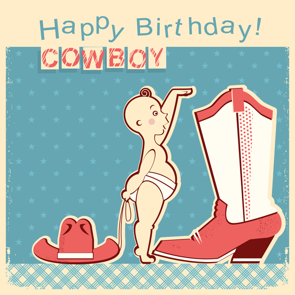 Cowboy-kleines Baby mit Geburtstagskarten-Vektor little Karte Geburtstag cowboy baby   