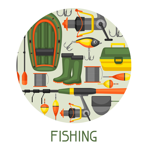 Fischfang liefert Vektorabbildung 05 Lieferungen illustration Angeln   