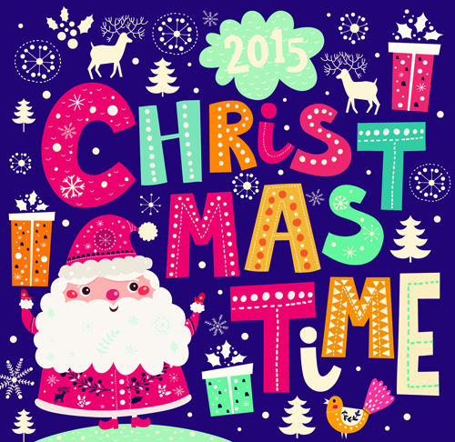 2015クリスマス漫画装飾的なイラストベクトル05 装飾的な 漫画 クリスマス イラスト 2015   