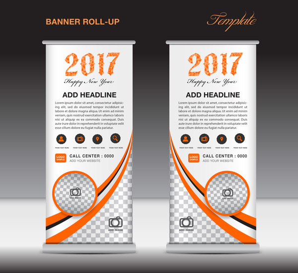 2017 Banner-Roll-up Flyer stand Vorlage Vektor 06 stand Rolle flyer banner 2017   