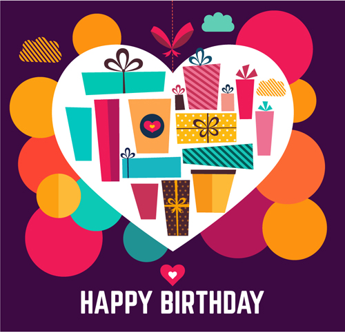 Geburtstagsgeschenk mit Herzenhintergrund Vektor 01 Hintergrund Herz Geburtstag   