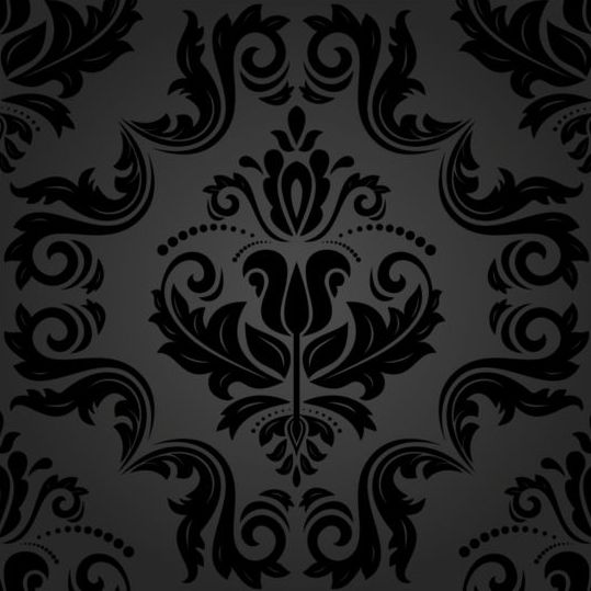 Schwarzes florales dekoratives Mustervektormaterial 11 Schwarz Muster floral dekorativ   