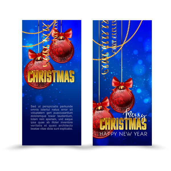 Blaue Stile weihnachtliche vertikale Banner-Vektor Weihnachten vertikal Stile Blau banner   