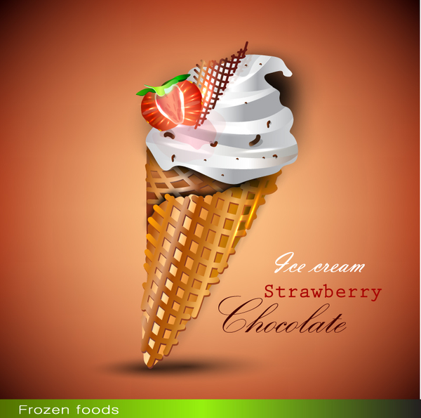 Chocolat fraise crème glacée vecteur matériel glace fraise Creme Chocolat   