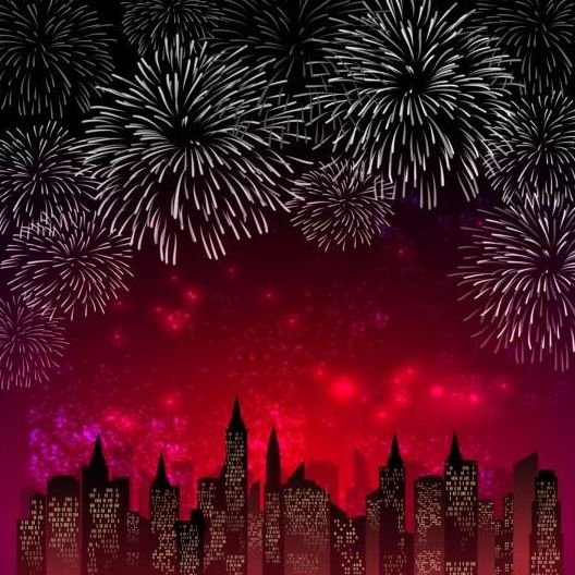 市の夜の花火の背景ベクトル03 背景 nightl fireworksl Cityl   