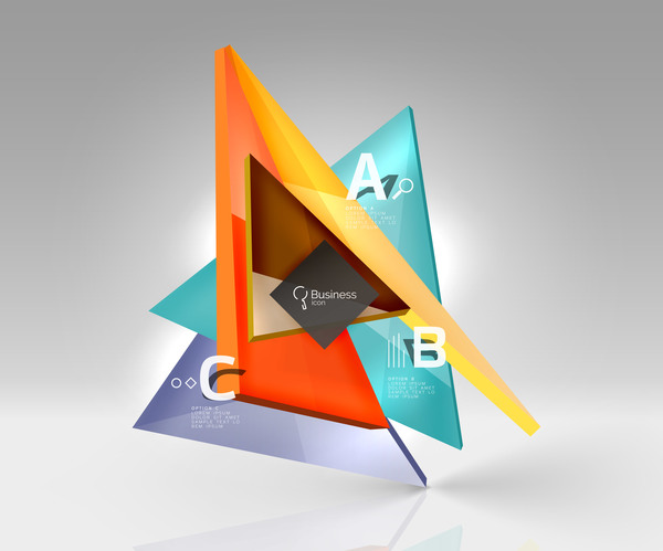 Triangles en verre coloré Business template vecteurs 06 verre triangles coloré business   