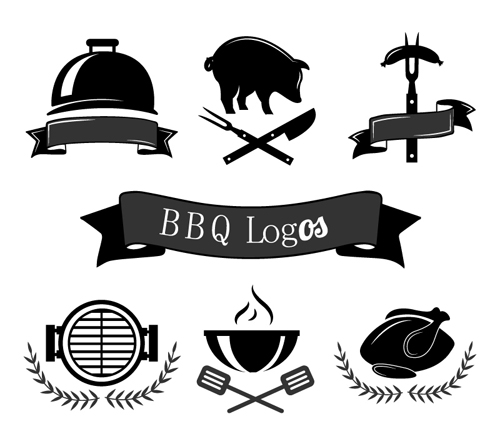 Kreative schwarze BBQ-Logos Vektor logos creative black BBQ   