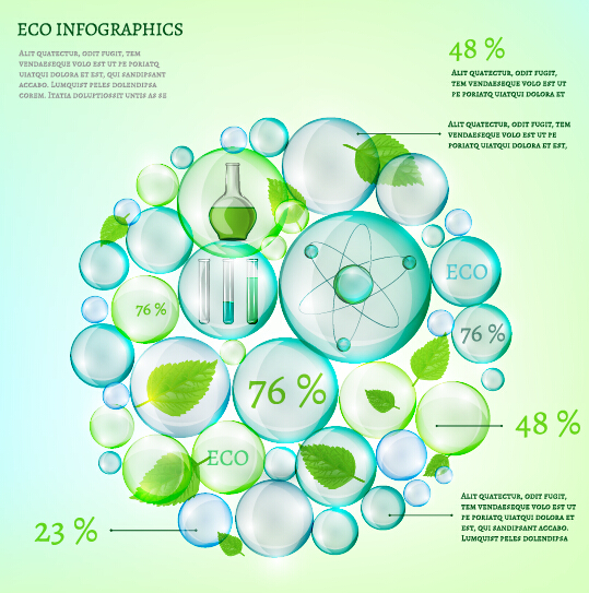 Öko-Infografik und hinterlässt Blasenvektor 09 Öko Infografik Blätter Blase   