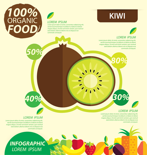 Flat Obst Infografie-Vektoren Vorlage 05 Wohnung schablone Obst Infografik   