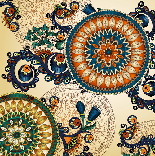 Motifs ethniques floraux fond art graphique patterns modèle floral Ethnique   