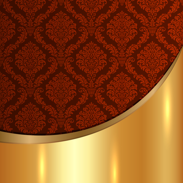Goldgemälter Metall-Hintergrund mit Dekordmustern Vektormaterial 15 Muster Metall gold Dekor   