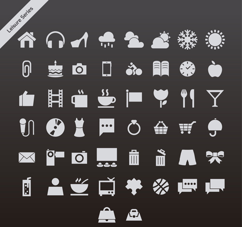 Graue Freizeitreihen Vektorsymbole Serie icons icon gray Freizeit   