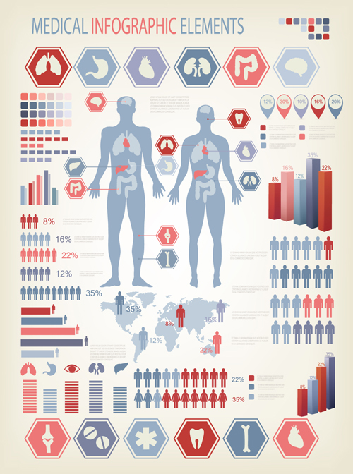 Infografik Vektormaterial 01 Mensch Infografik Gesundheit   