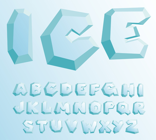 Alphabet de glace et numéro vecteur 02 nombre matériel glace alphabet   