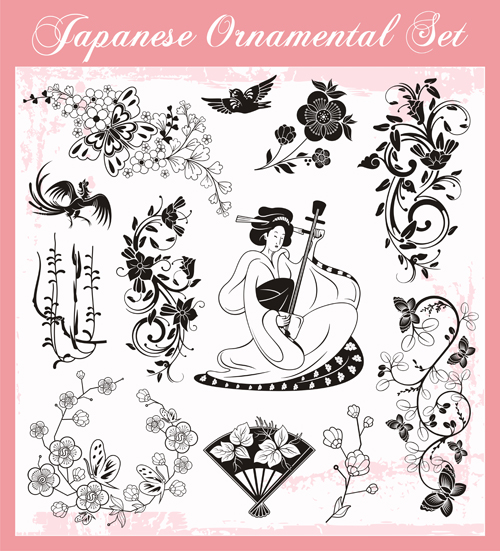 Styles japonais ornements Design vector set 02 styles ornements japonais design   