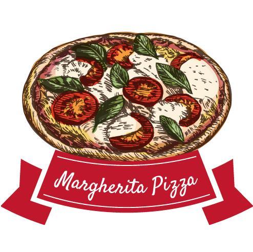Margherita pizza Vintage étiquette vecteur vintage pizza Margherita étiquette   