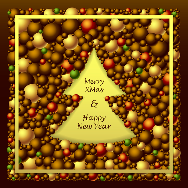 Frohe Weihnachts-Frem aus Kugeln braune Goldrote Vektor Weihnachten rot gold fröhlich Frém braun Bälle ab   