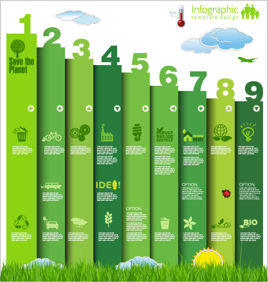 Infographies écologie moderne vecteur modèle vert 24 moderne modèle infographies Écologie   