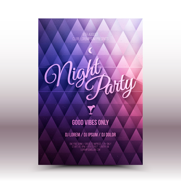 Vecteur de modèle de Flyer de soirée de nuit nuit flyer fête   