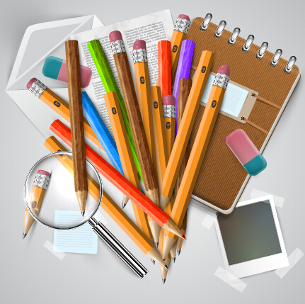 Crayon et outils d’apprentissage vecteur de fond 02 outils d’apprentissage crayon arrière plan   
