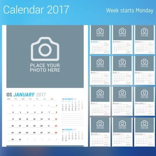 フォトディスクカレンダー2017ベクトルセット03 写真 ディスク カレンダー 2017   