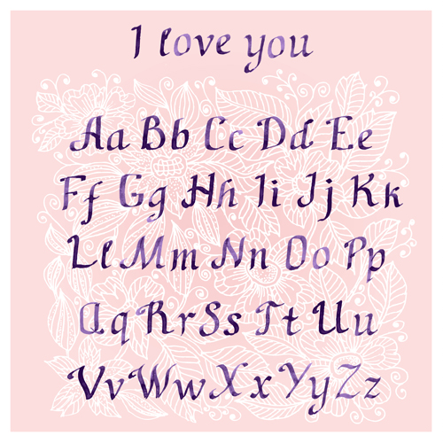 Lila Farbalphabeten Vektor Violett Tinte Alphabete   