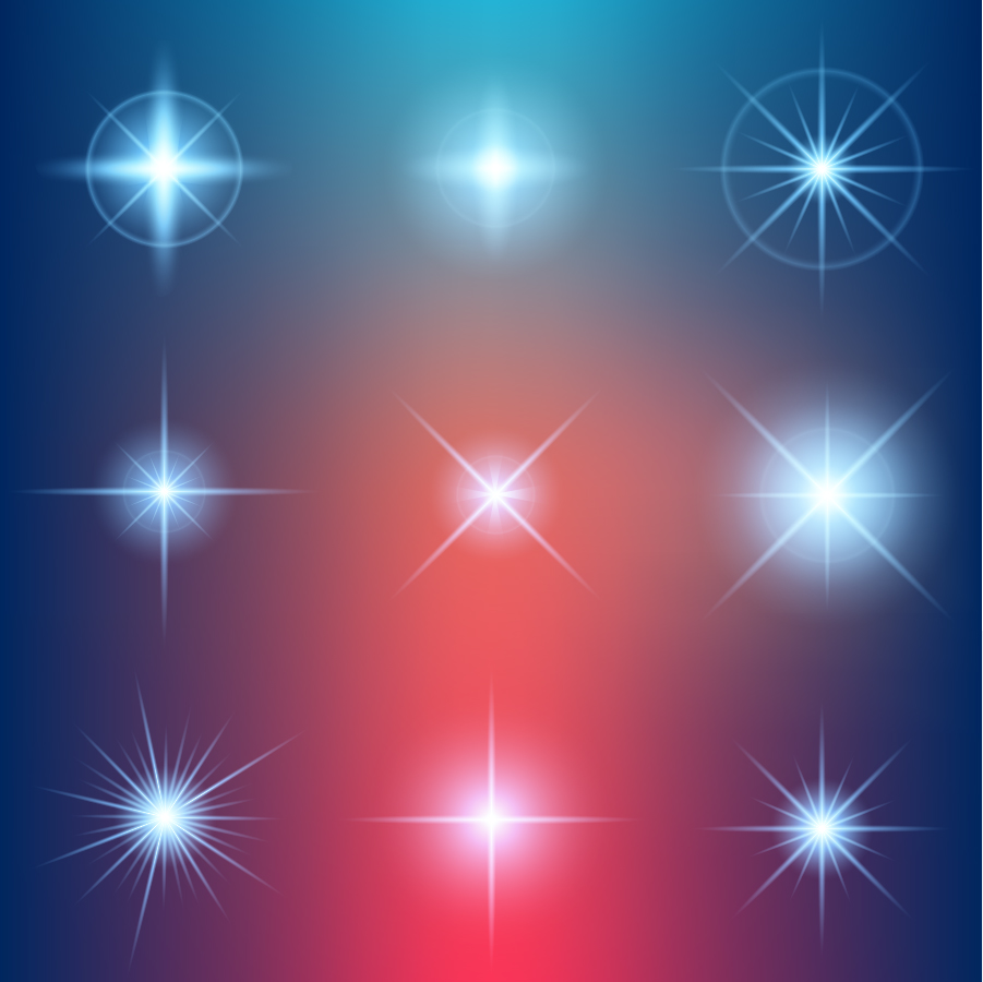 Effet de lumière brillante étoiles vecteur matériel 02 matériel étoiles effet de lumière brillant   