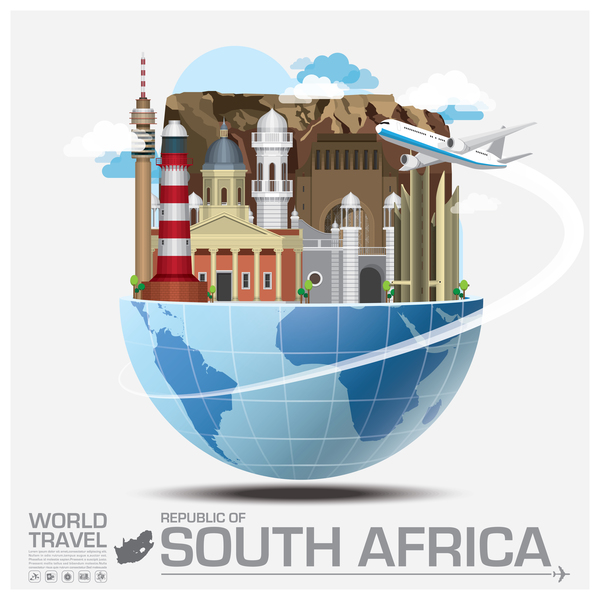 Modèle de vecteur de voyage d’Afrique du Sud voyage sud Afrique   