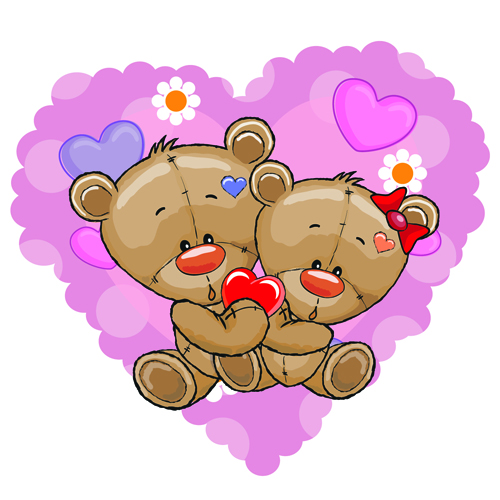 Ours en peluche avec des cartes vectorielles coeur rouge 03 rouge ours en peluche coeur cartes   