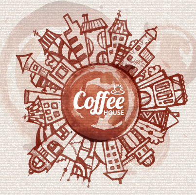 Graphiques de fond de vecteur de voyage et de café d’éléments voyage fond éléments de café cafe   